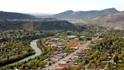 The Animas River winds through the town of Durango in southwestern Colorado