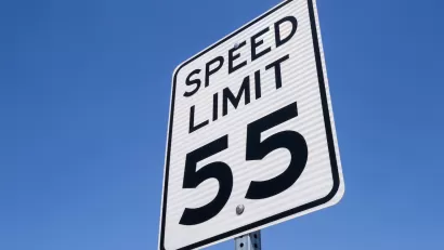 55 miles per hour speed limit sign.