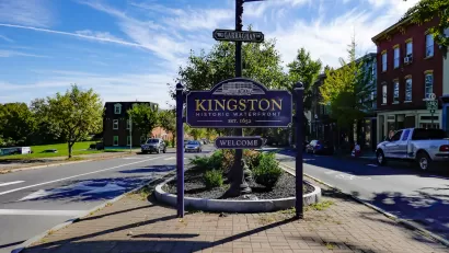 A sign announces the Kingston, New York Historic District