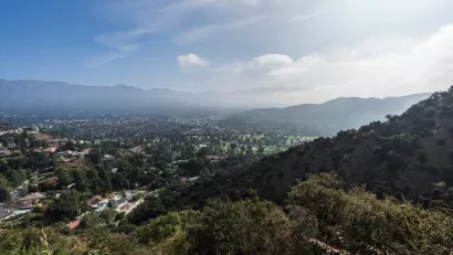 View of hillside community of La Canada Flintridge, California