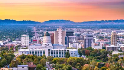 Aerial view of Salt Lake City skyline