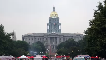Food trucks in front of Colorado State Capitol.