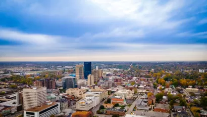 Aerial view of downtown Lexington, Kentucky.
