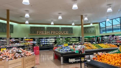 Grocery store produce section.