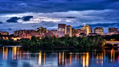 Dusk view of downtown Arlington, Virginia skyline