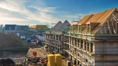 Multifamily housing under construction.