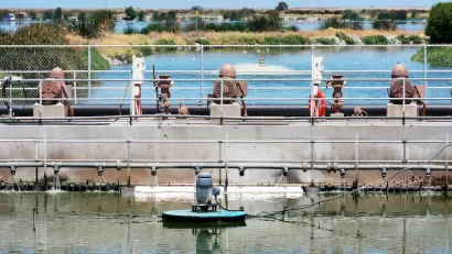 Wastewater treatment ponds.