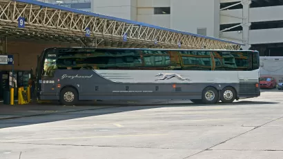 Greyhound bus at Philadelphia bus station