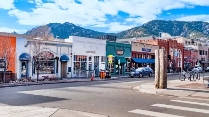 Commercial street in downtown Boulder, Colorado.