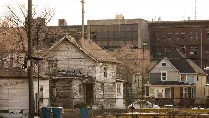 Vacant run-down houses in Gary, Indiana