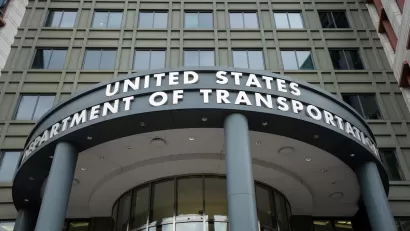 Sign above entrance of United States Department of Transportation.