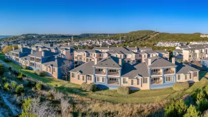 Neighborhood of large houses in suburban Austin, Texas.