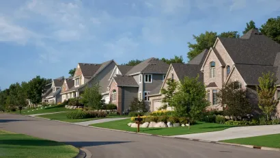 Row of suburban homes.