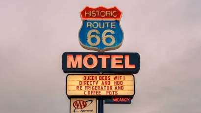 Route 66 motel neon sign.