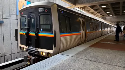 MARTA subway train at platform in Atlanta, Georgia.