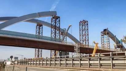 Large bridge under construction.