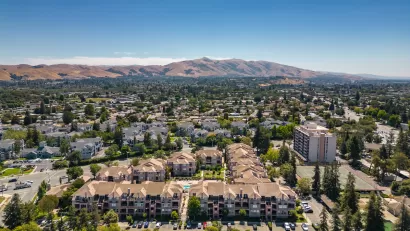 Aerial view of suburban Fremont, California.
