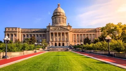 Kentucky state capitol dome in Frankfort, Kentucky.
