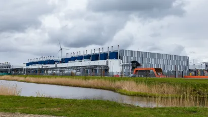 A large Google data center building in the Netherlands.