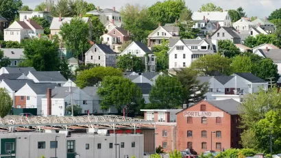 View of houses and buildings in Portland, Maine