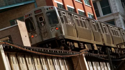 Elevated train in Chicago, Illinois.