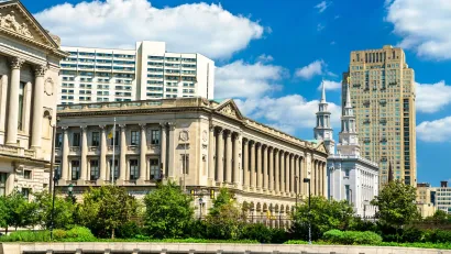 Historic courthouse building in Center City Philadelphia.