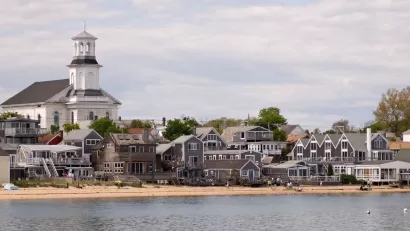 Beachside homes in Provincetown, Cape Cod, Massachusetts.