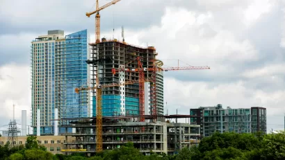 High-rise buildings under construction.