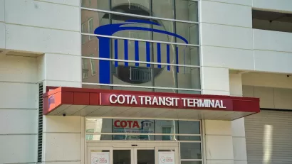 Front entrance of COTA Transit Terminal in Columbus, Ohio.