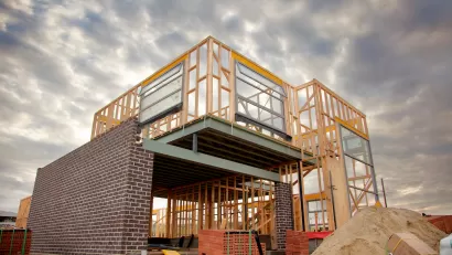 Modern building under construction.