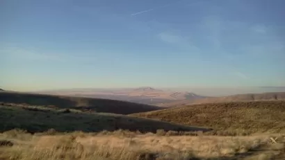 View of small town Benton in Washington State from Horse Heaven Hills.