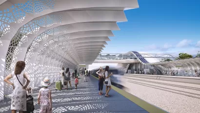Rendering of station for California High-Speed Rail train