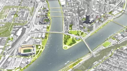 Rendering of Completing the Loop river plan for Pittsburgh, PA