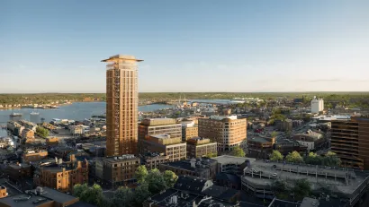 Rendering of proposed 38-story tower in downtown Portland, Maine.