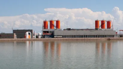 Water purification plant in El Paso, Texas on riverfront.