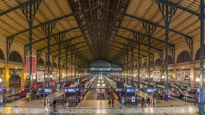 Interior of the Gare du Nord train station, Paris, France