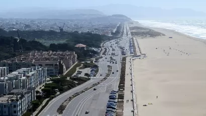 Aerial view of the Great Highway, San Francisco
