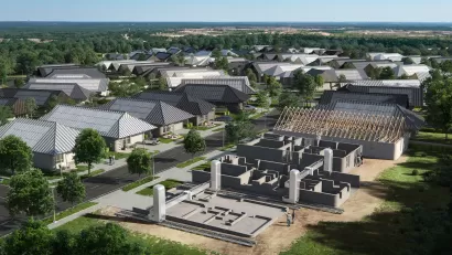 Rendering of 100-home 3D-printed community