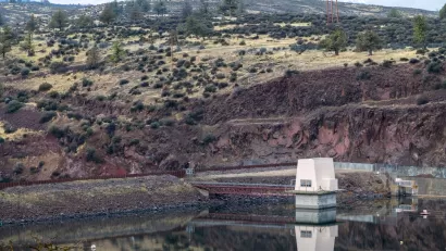 A small dam located in a rural location.