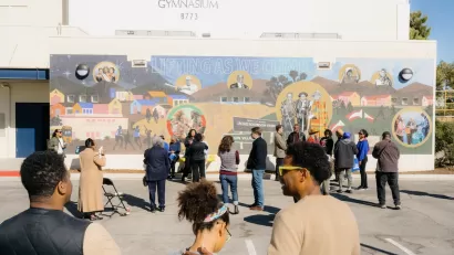 The Light of Many Suns mural at Jackie Robinson Park in Sun Village, Los Angeles County, California.