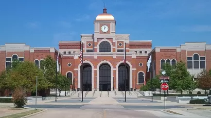 Red brick building - Lewisville, Texas city hall.