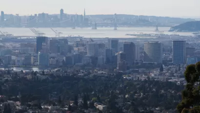 Oakland skyline and San Francisco Bay