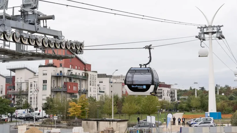 Aerial cable car in Paris, France.