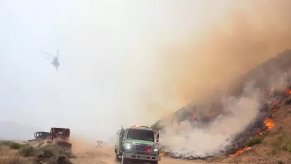 Emergency personnel responding to Post Fire in Los Angeles in June 2024.