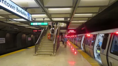 A Richmond-bound (Red Line) train at Downtown Berkeley station in June 2019