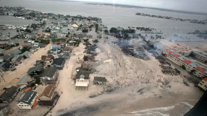 Aerial views during an Army search and rescue mission show damage from Hurricane Sandy to the New Jersey coast, Oct. 30, 2012.