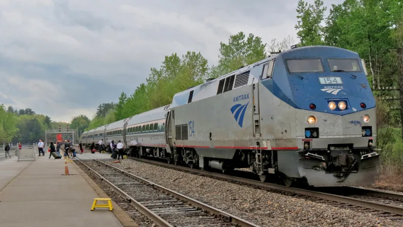 An older model Amtrak train