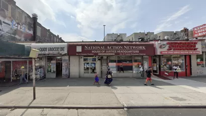Google Street view of site of proposed One45 towers in Harlem, New York City