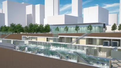 Rendering of subterranean subway station