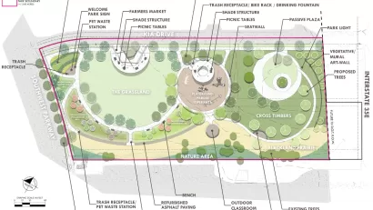Rendering of Glory Park in Lewisville, Texas.